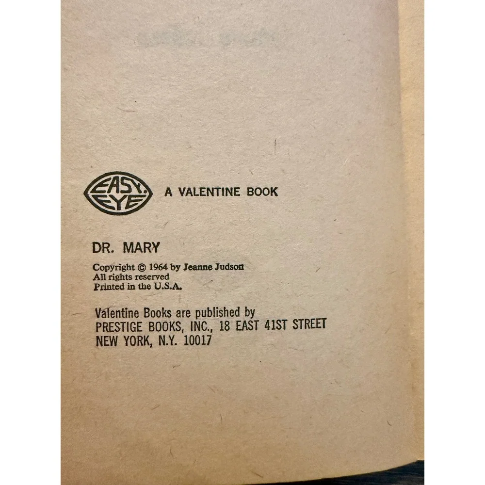 Valentine Books Doctor Mary Jeanne Judson No 117 Fair Large Print Romance Book